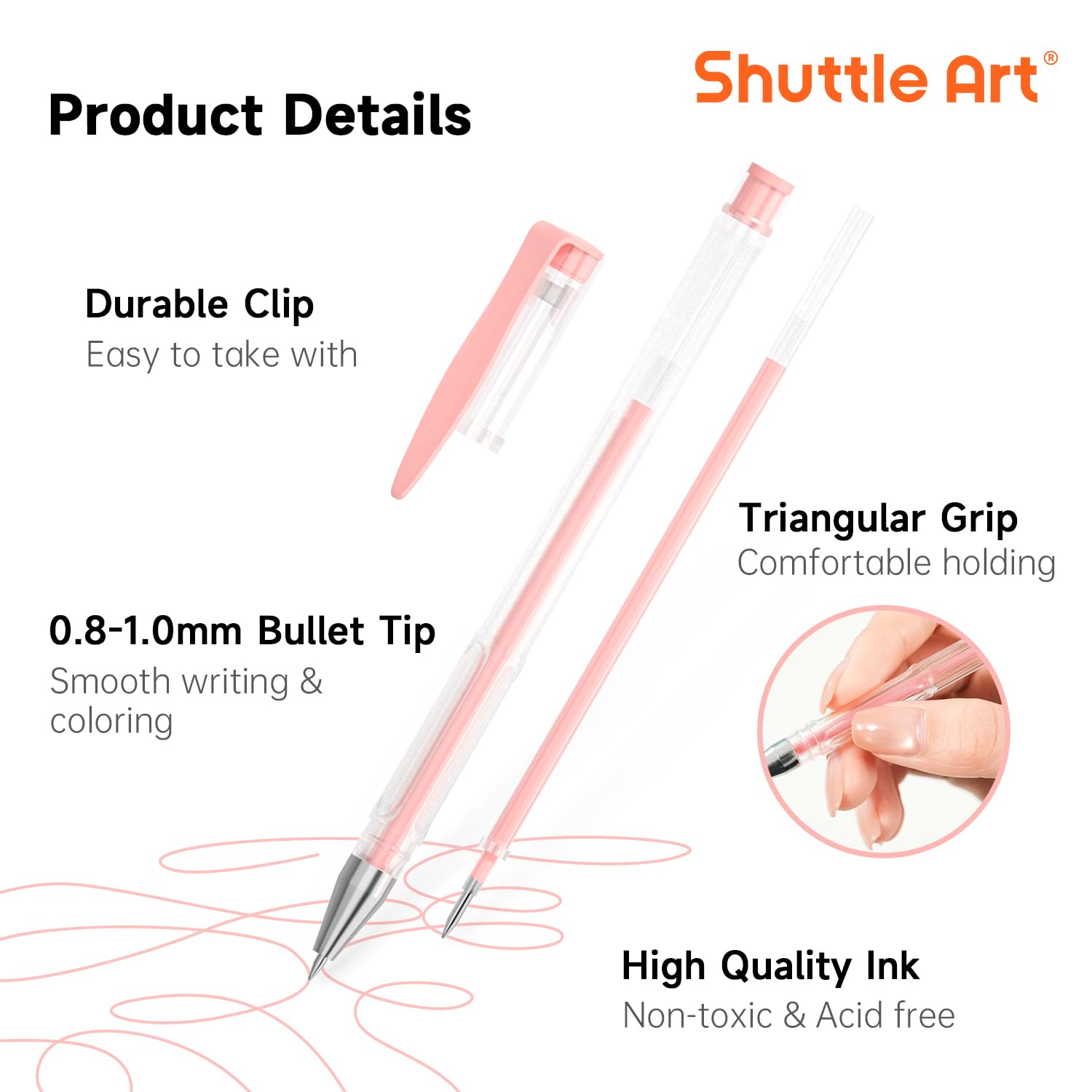 Shuttle Art Pastel Gel Pens, 24 Pastel Milky Colors Gel Pen for Black Paper, Adults Coloring Books Drawing Doodling Crafts Scrapbooking Journaling