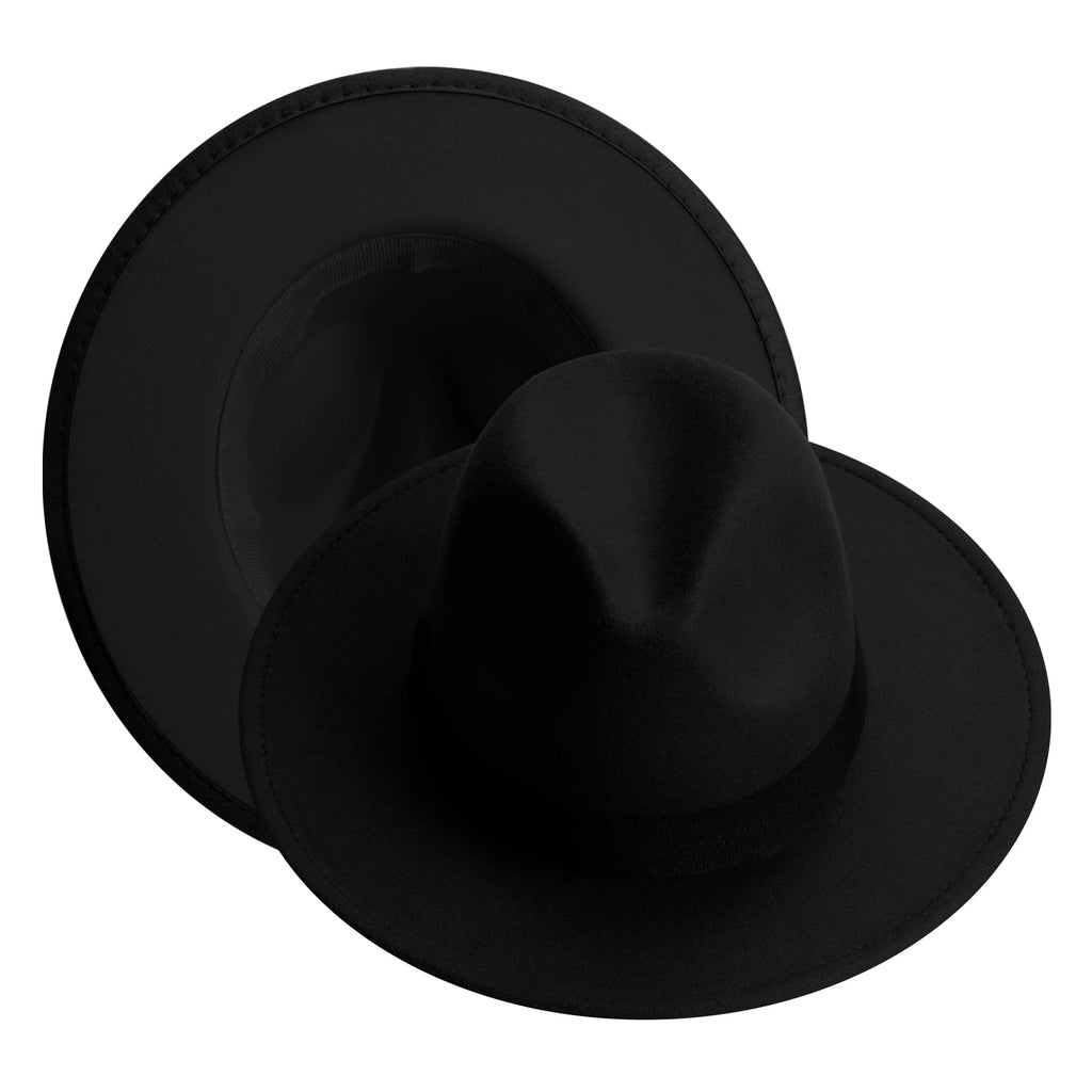 KUJUHA Fedora Hats for Mens/Womens Felt FedoraHats Two Tone Wide Brim Fedora Hats Rancher Hat