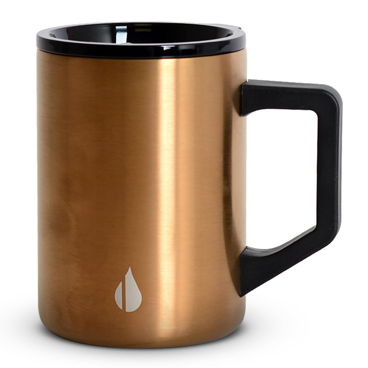 Elemental Insulated Coffee Mug - Triple-Wall Stainless Steel Summit Travel Cup for Hot and Cold Drinks - Thermal Coffee Mug with Lid and Handle for Camping, Office & Travel 12oz - Black