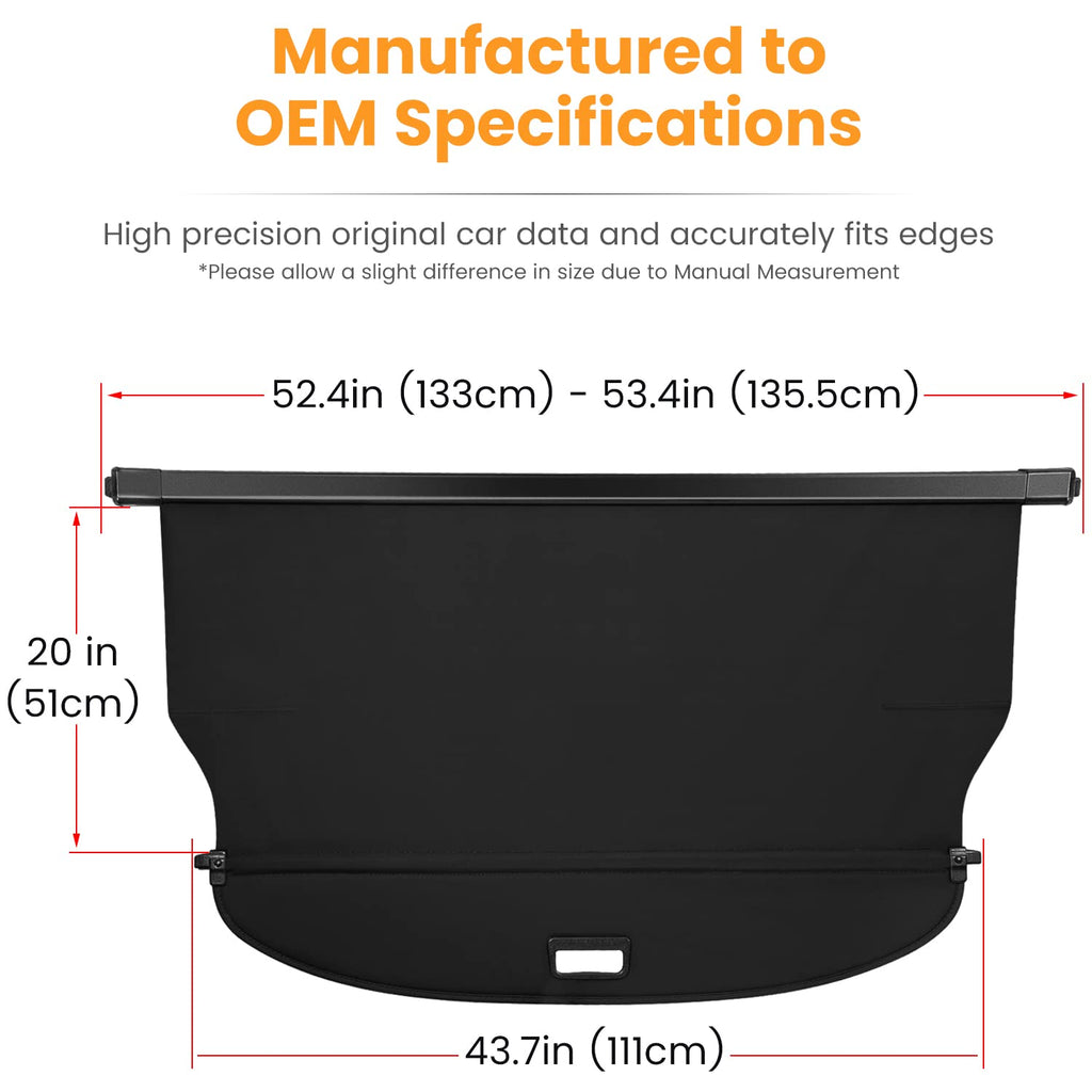 Trunk Cargo Cover for Nissan Rogue S SV SL Platinum 2014-2020 Retractable Rear Trunk Cargo Luggage Security Shade Cover Shield Interior Accessories Waterproof Custom Fit All Weather (Black)
