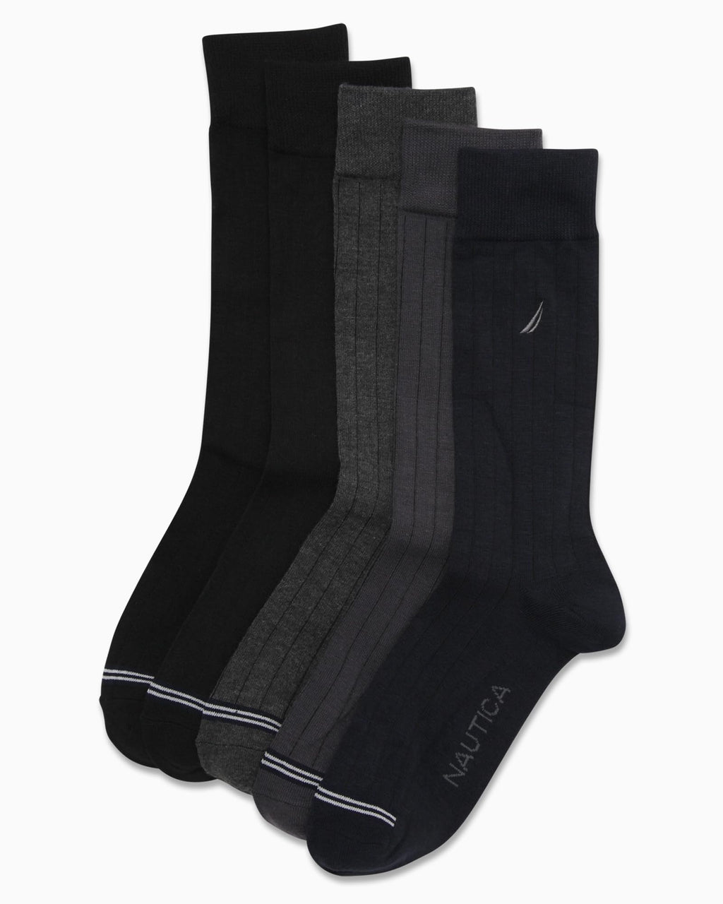 Nautica Mens Dress Socks - 5 Pack Breathable Comfort Stretch Crew-Length Work Socks for Men for Business Formal Wear (6-12.5)
