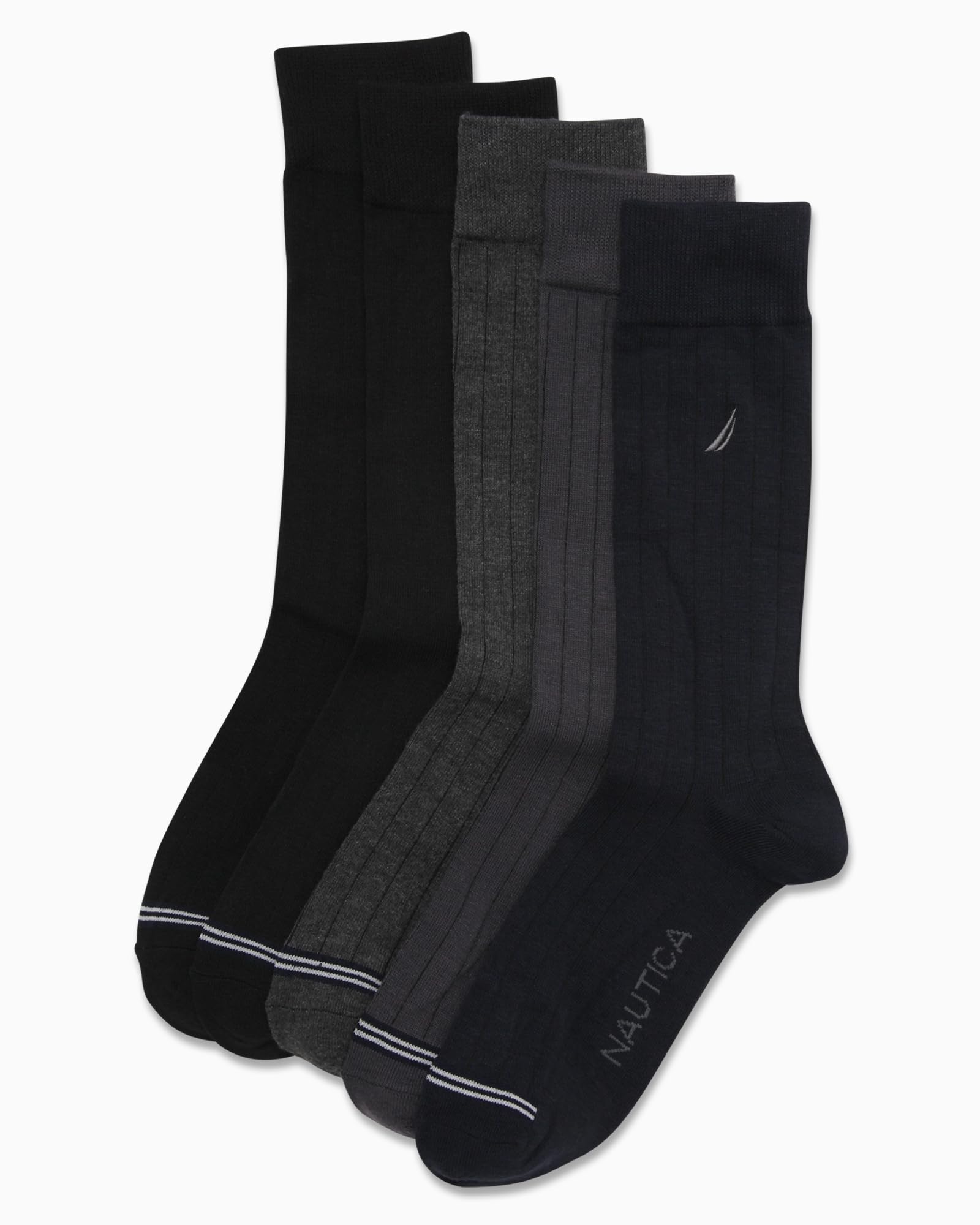 Nautica Mens Dress Socks - 5 Pack Breathable Comfort Stretch Crew-Length Work Socks for Men for Business Formal Wear (6-12.5)