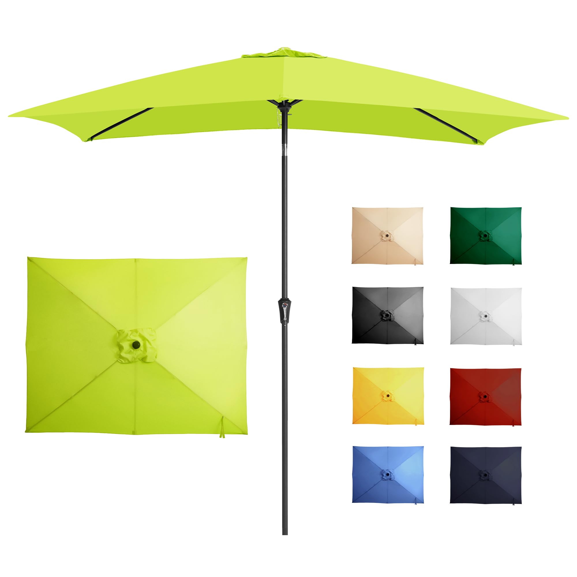 Ayge 6.5x10FT Rectangular Patio Umbrella Outdoor Table Umbrella w/Push Button Tilt & Crank Rectangle Market Umbrella UV Protection for Garden,Deck,Lawn,Yard & Pool,Beige