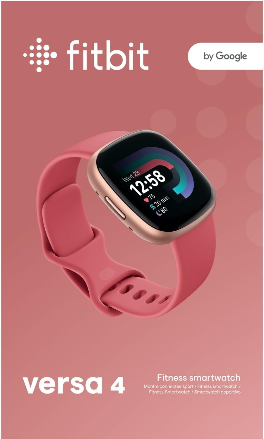 Fitbit Versa 4 Health & Fitness Smartwatch with GPS, 24/7 Heart Rate, Sleep Tracking, Workout Modes, Built-in Alexa, Water Resistant, 6+ Day Battery Life - Black (Pink Sand/Copper Rose)
