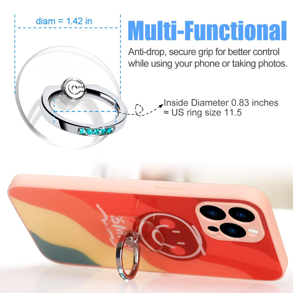 Transparent Phone Ring Holder Grip - EI Sonador Clear Cell Phone Ring Stand Holder Finger Grip Kickstand 360° Rotation, Compatible with Most of Phones, Tablets and Case (2 Aquamarine Diamond)