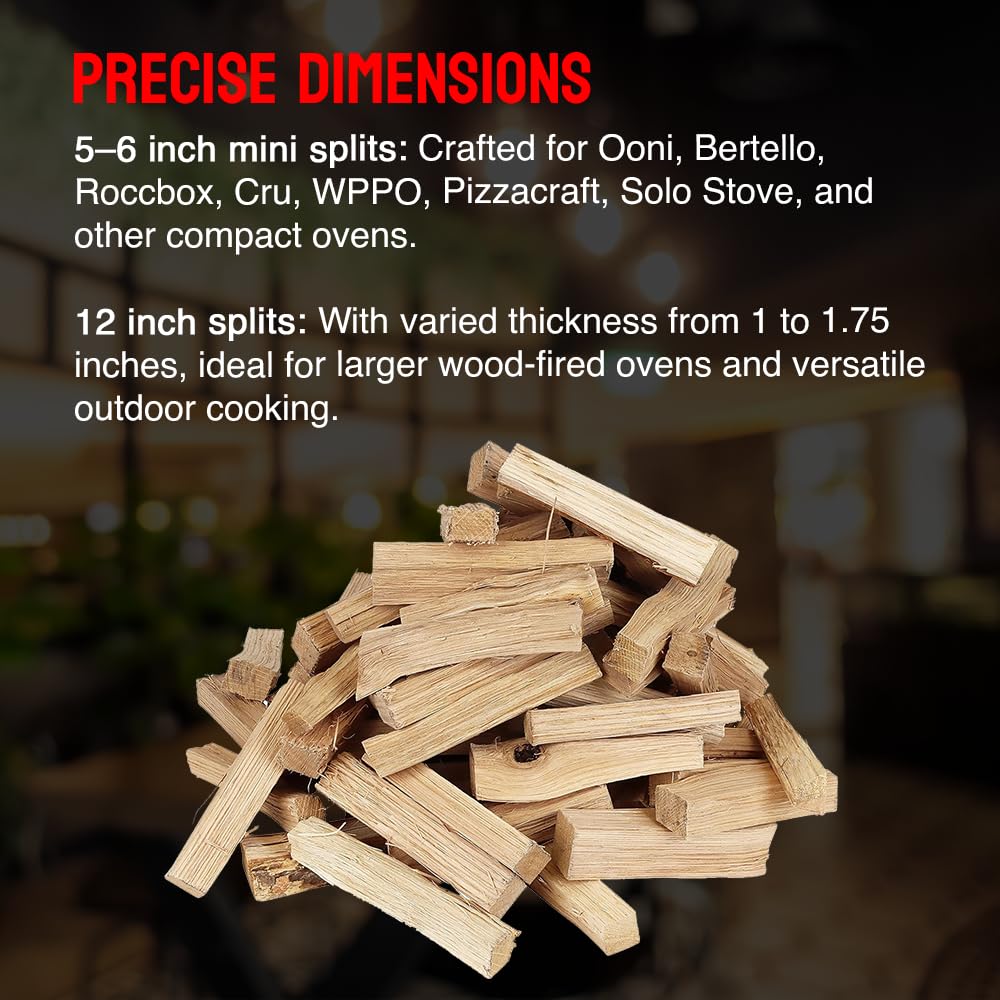 Mini Pizza Oven Wood, 6 Inch Firewood Logs, White Oak Hardwood Splits for Portable Wood-Fired Pizza Ovens, USA Made, Sustainably Milled, Approximately 12-14 lbs