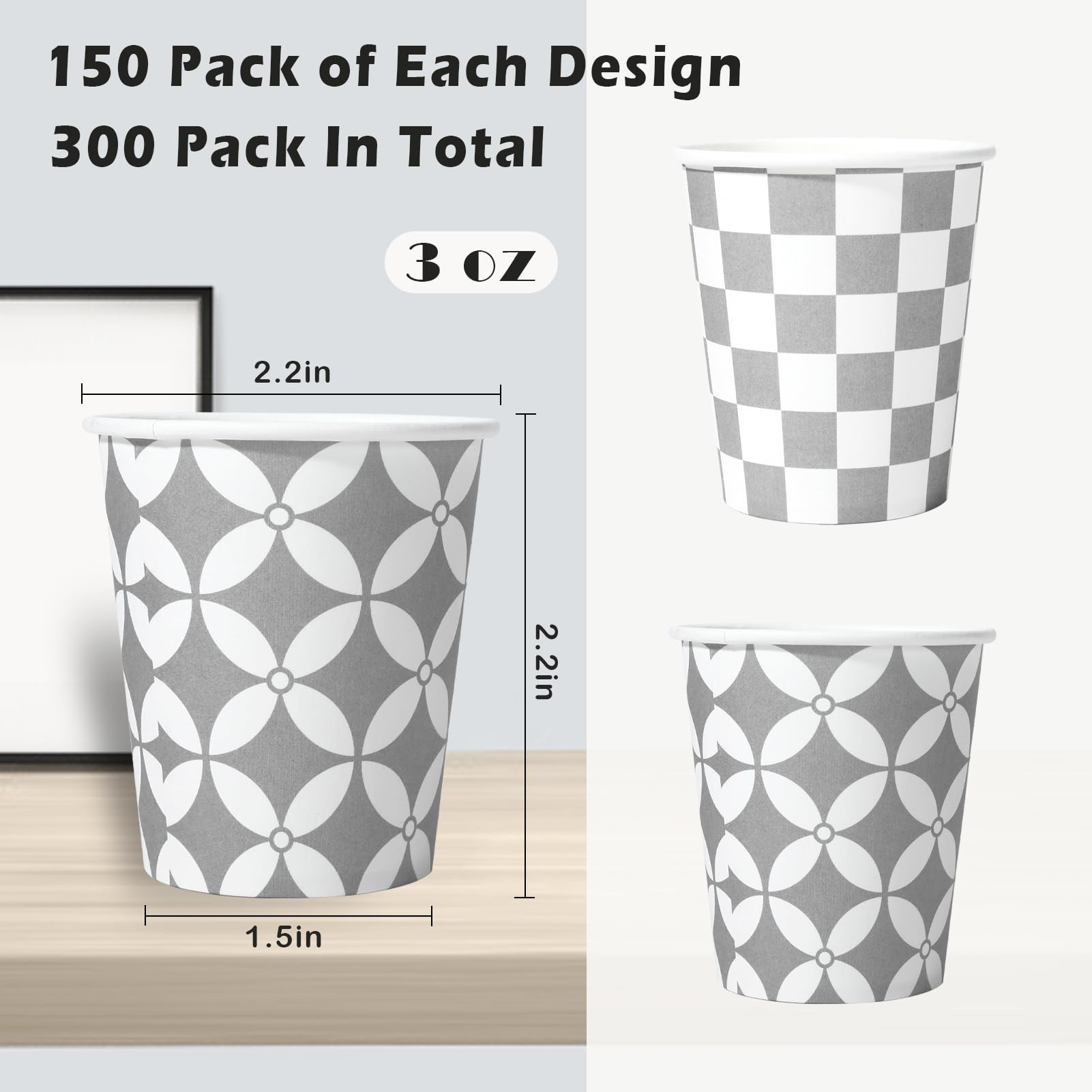 BYSNOW 100 Pack 3 oz Paper Cups, Disposable Bathroom Cups, Small Mouthwash Cups, Mini Paper Cups for Bathroom, White 100Pack
