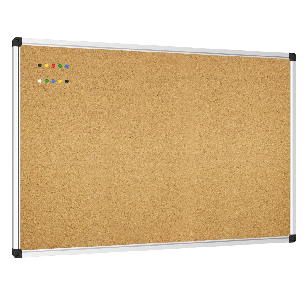 XBoard 24 x 18 Inch Wall-Mounted Office Cork Board, Notice Bulletin Board with Aluminum Frame