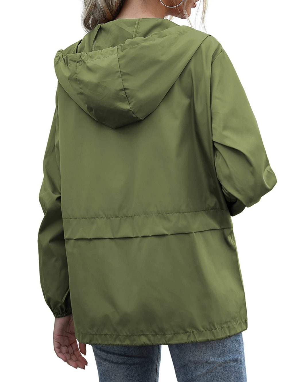 Women's Raincoats Lightweight Waterproof Windproof Adjustable Windbreaker Rain Jackets Hooded with Pockets S-XXL