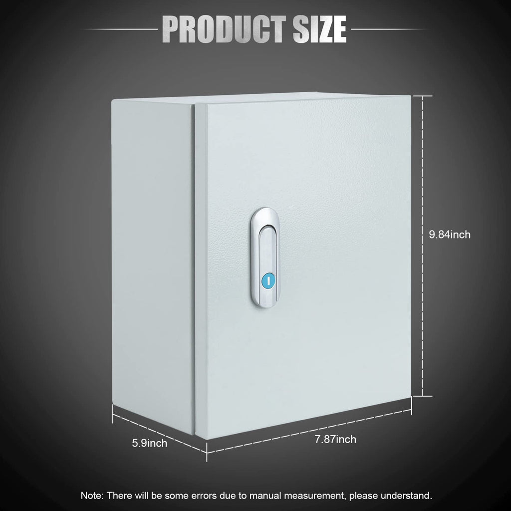 Steel Electrical Junction Box, Indoor&Outdoor Electrical Enclosure Box, Wall Mounted Waterproof&Dustproof Metal Box, Universal Electric Equipment Enclosure Box with Safety Locks and Mounting Plates