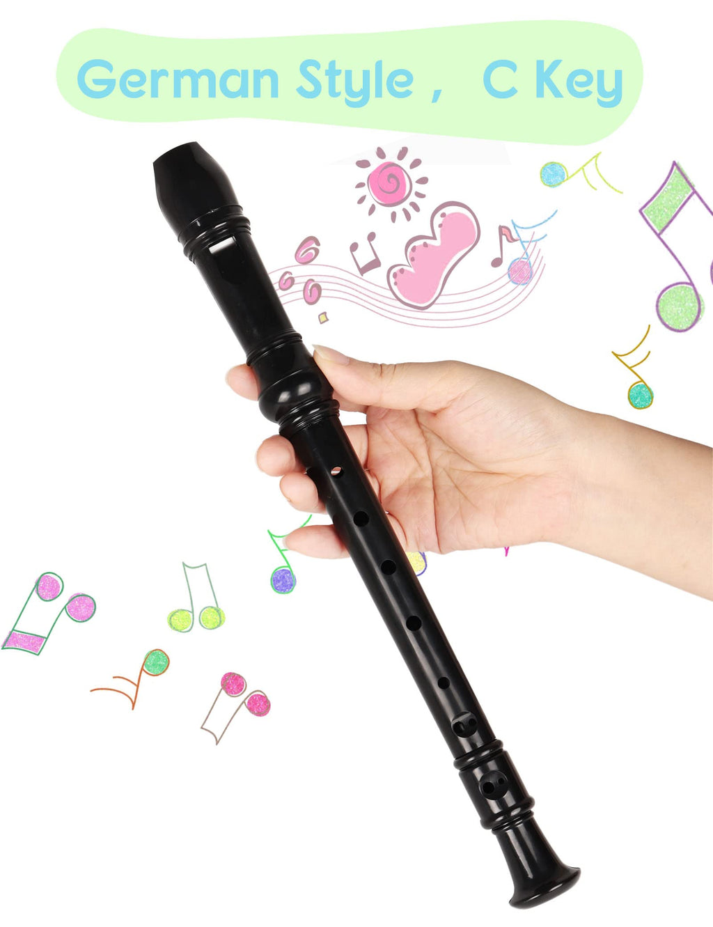 Mr.Power Maple Wooden Soprano Recorder, C Key German Style Fingering 8 Holes 2 Piece School-Approved Musical Instrument Pupil Student Educational (Wood Color)