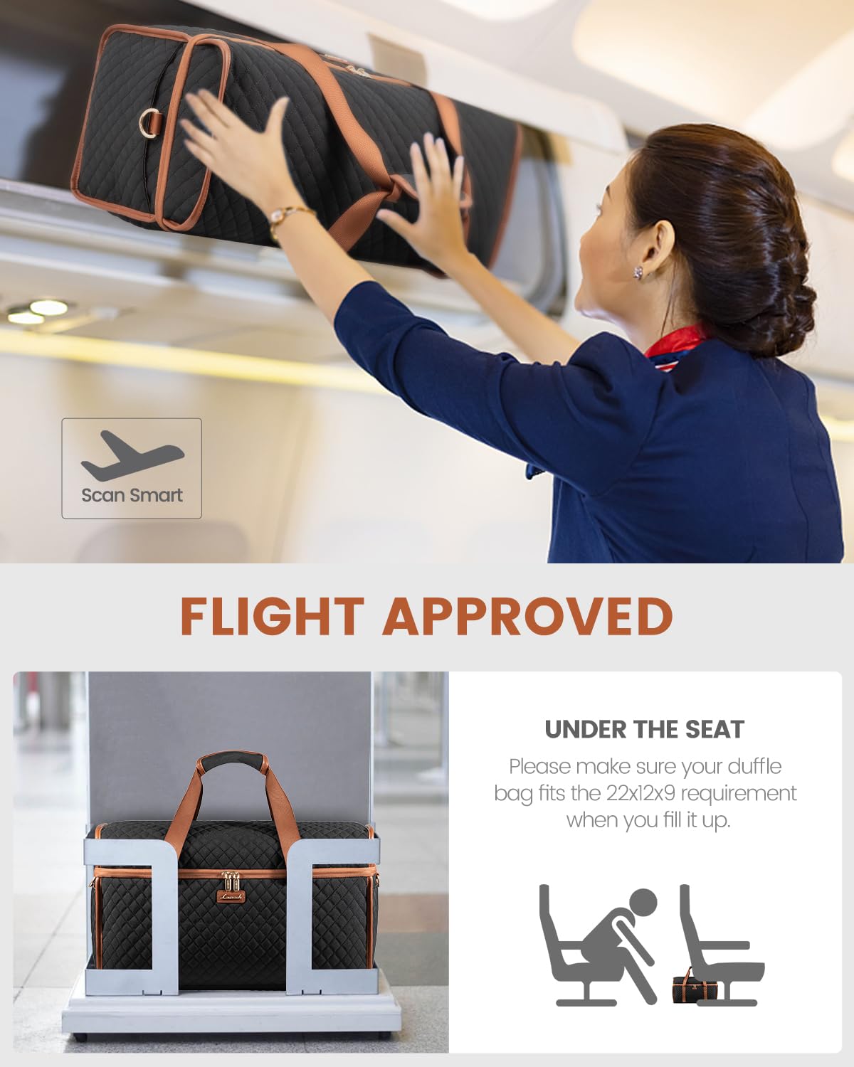 LOVEVOOK Travel Duffle Bag - Weekender & Overnight Bag with Toiletry & Wet Pocket, Carry-On Size, 3pc Set