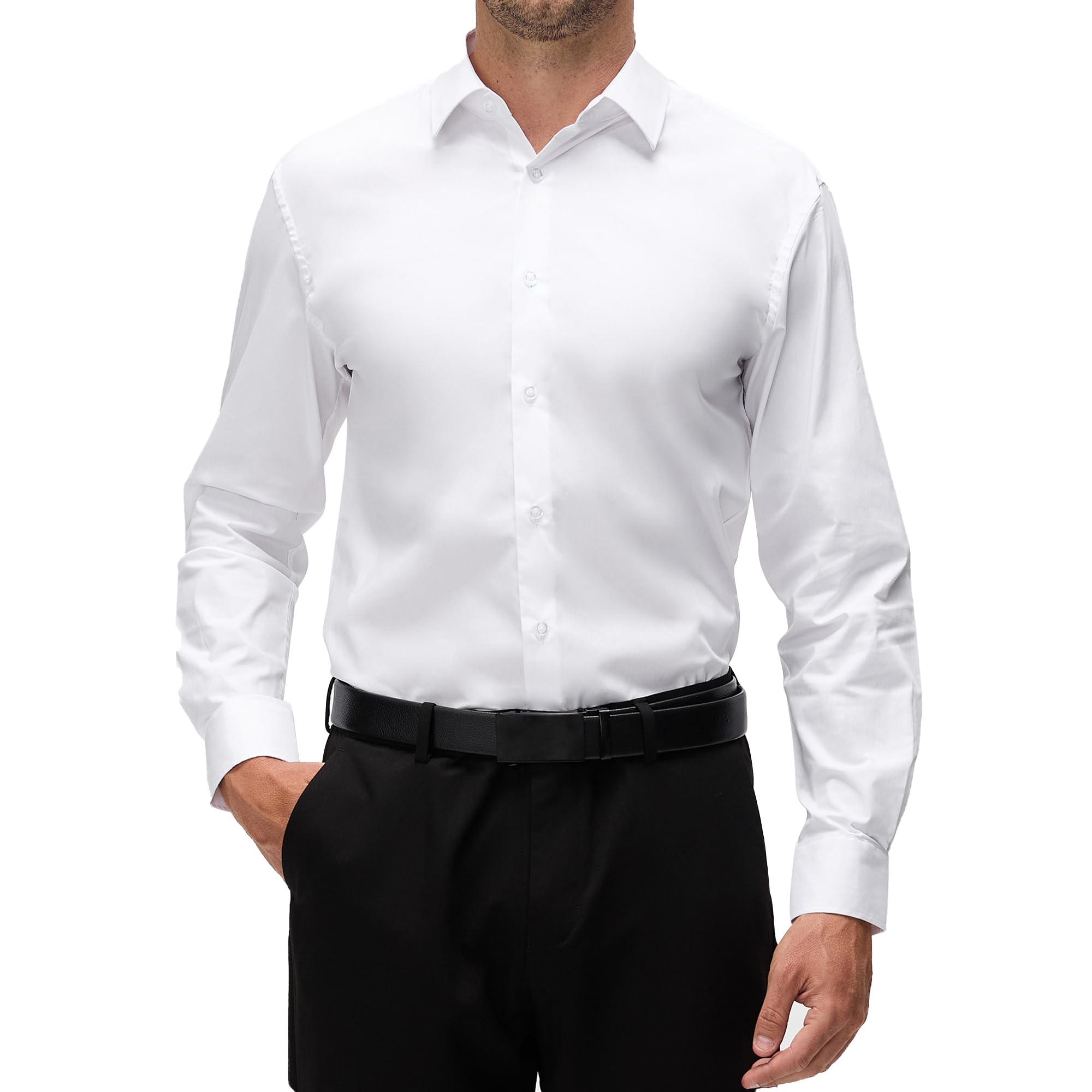 Alex Vando Mens Dress Shirt Wrinkle Free Regular Fit 4-Way Stretch Button Down Shirts