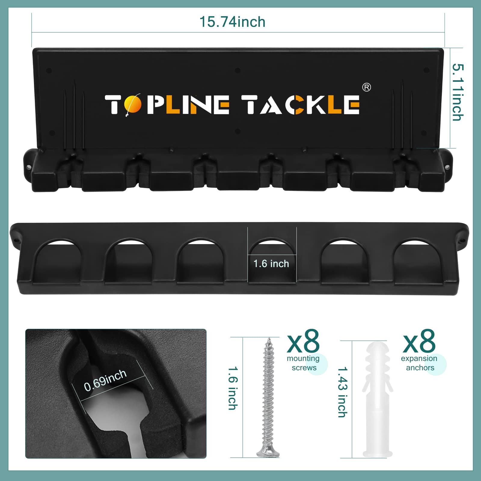 2 Set Vertical Fishing Rod Holders for Garage, Wall Mounted Fishing Pole Holders, Fishing Rod Rack for Storage 12 Rods