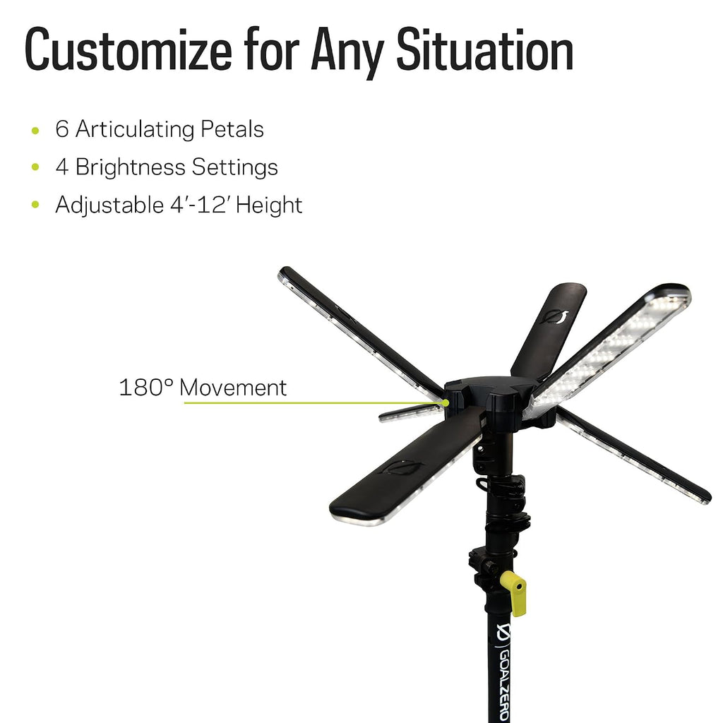 Goal Zero Skylight – 6000-Lumen Portable Telescoping LED Light Provides 300’ of Lighting, Adjustable 4’-12’ Height –Use for Camping, Tailgating, Outdoor, Work & Jobsite