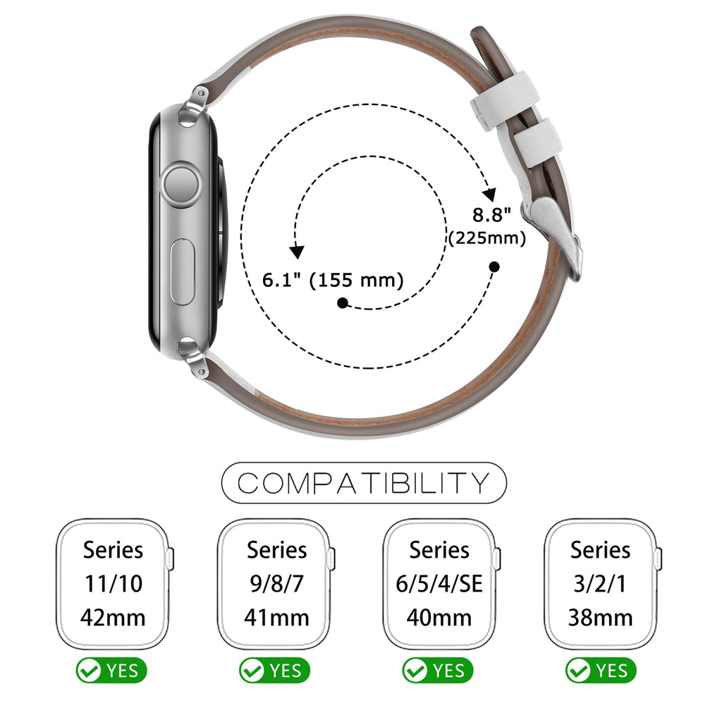 Tasikar Bands Compatible with Apple Watch Band 42mm (Series11/10) 41mm 40mm 38mm Men Genuine Leather Replacement Bands Compatible with Apple Watch SE Series 11 10 9 8 7 6 5 4 3, Black