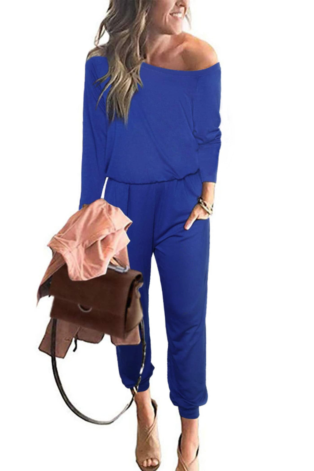 PRETTYGARDEN Jumpsuits for Women Casual 2026 Fall Long Sleeve Off Shoulder Rompers One Piece Travel Outfits Fashion Clothing
