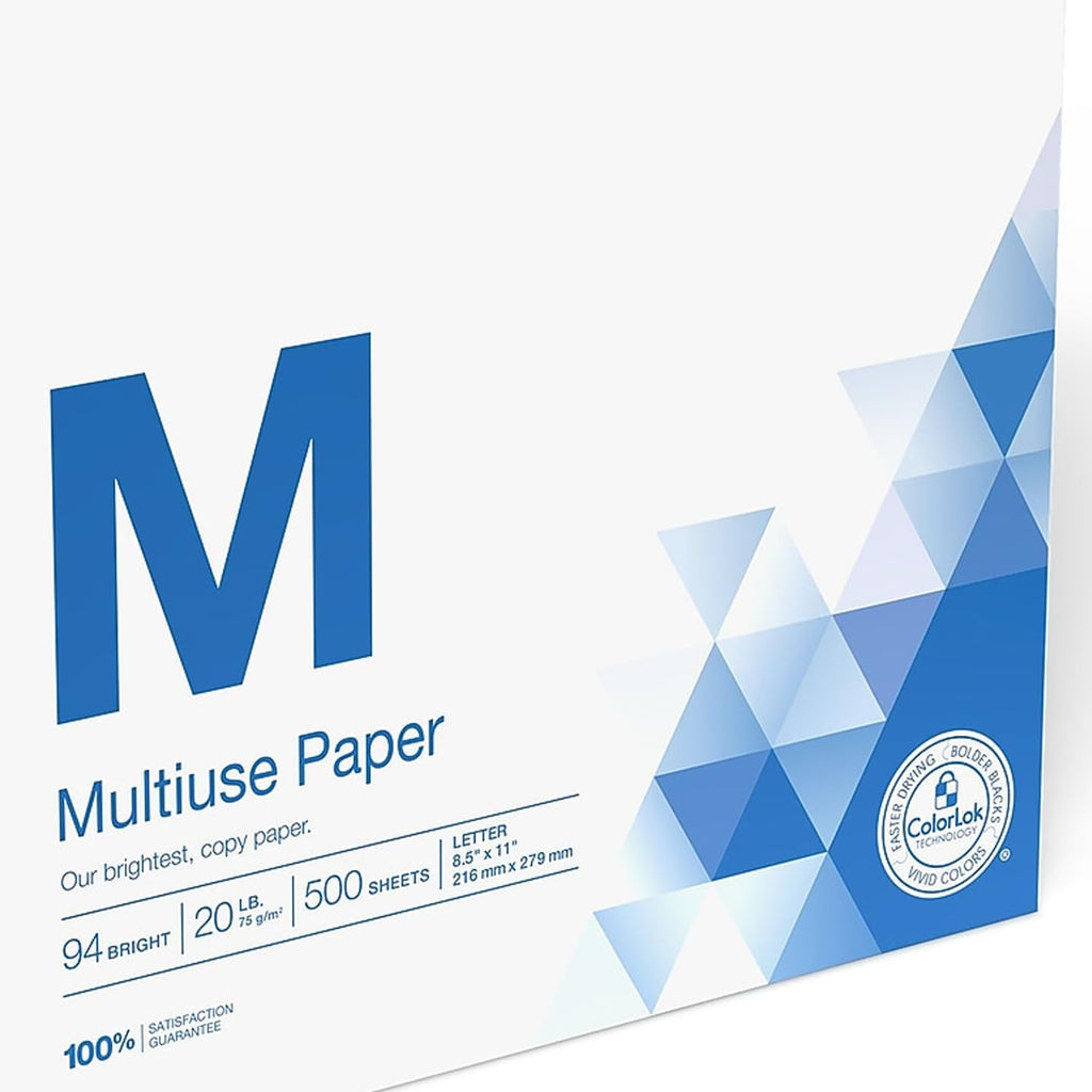 Staples Multiuse Copy Paper, 20 Lb, 94 Bright, 8 1/2" x 11", White, 3-Ream Case, For Office, School & Home