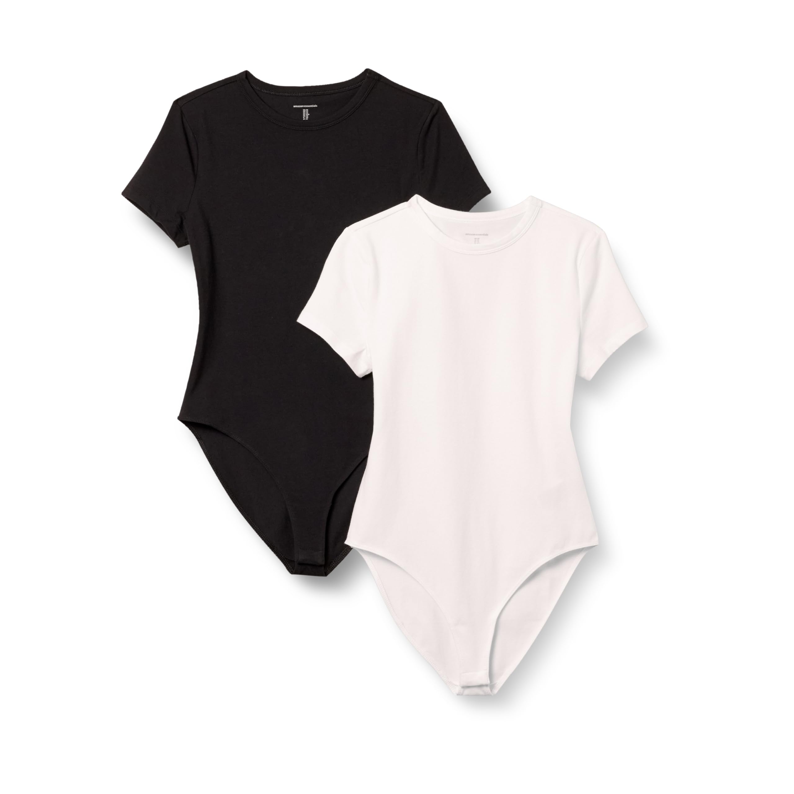 Amazon Essentials Women's Short Sleeve Stretch Cotton Jersey Slim-Fit T-Shirt Bodysuit, Pack of 2