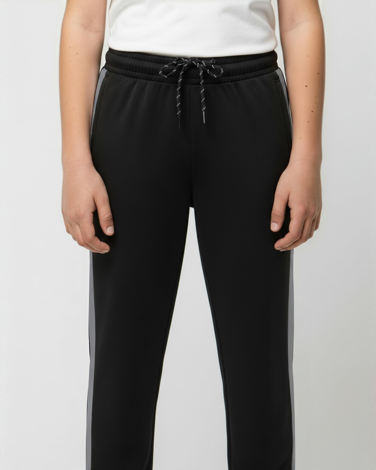 Real Essentials 3 Pack: Boys' Mesh Open Bottom Active Sweatpants with Pockets & Drawstring