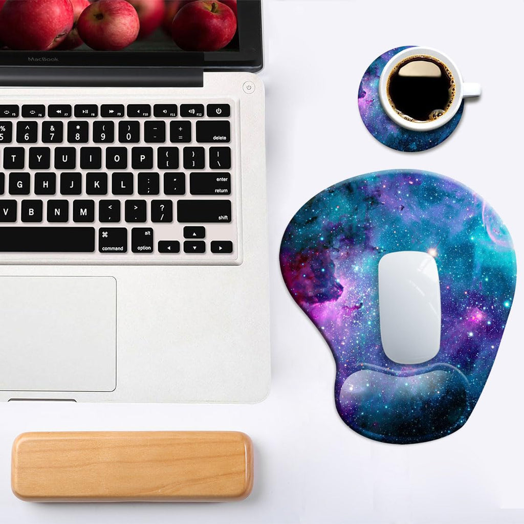 DOOKE Ergonomic Mouse Pad with Wrist Support and Coaster,Mouse Pads with Non-Slip PU Base for Home Office Working Studying Easy Typing & Pain Relief Aesthetic Art