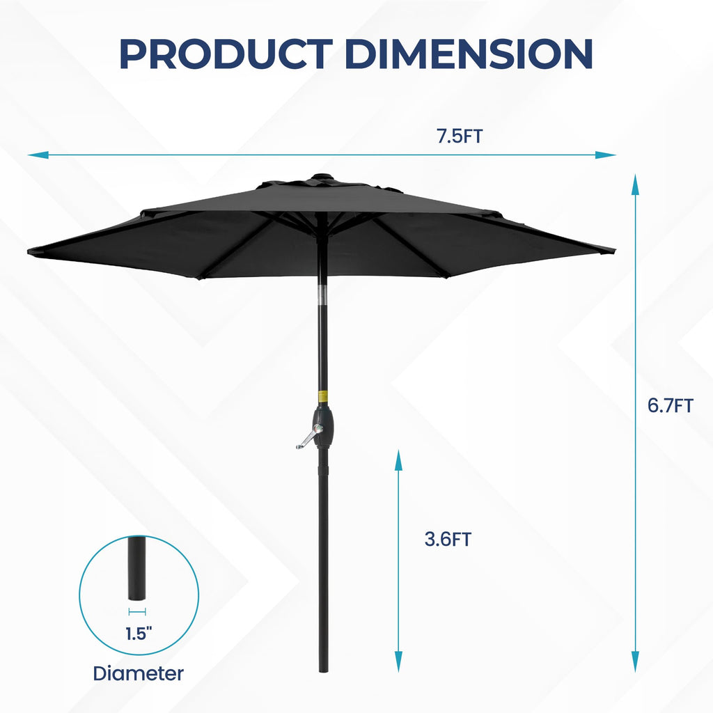 SUNVIVI OUTDOOR Outdoor Patio Umbrella, Patio Umbrella, Market Umbrella, Large Outdoor Umbrella, Metal Pole Umbrella with Push Button Tilt and Crank, Polyester Canopy