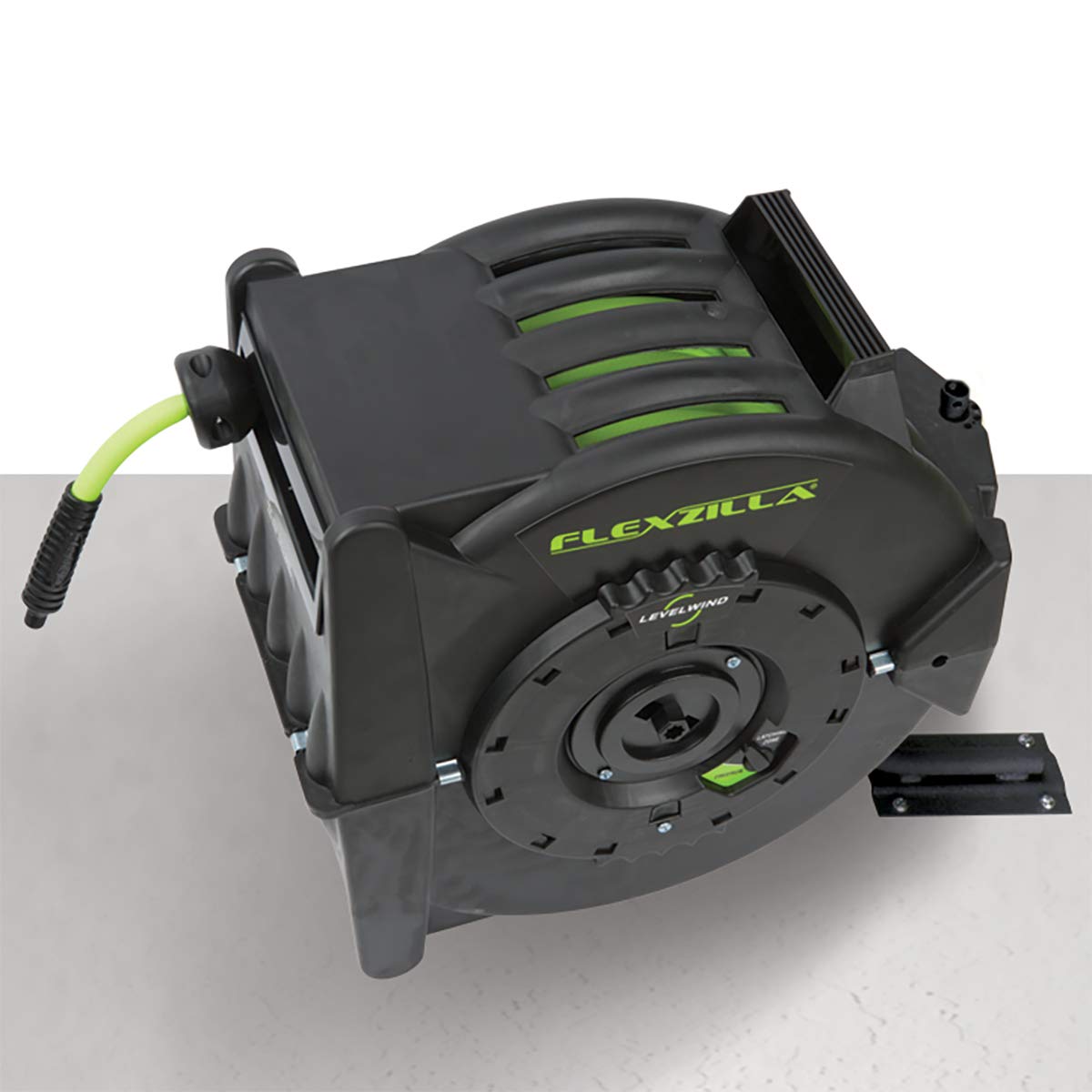 Flexzilla Pro Levelwind Retractable Air Hose Reel, 1/2 in. x 50 ft., Heavy Duty, Lightweight, Hybrid, ZillaGreen - L8335FZ