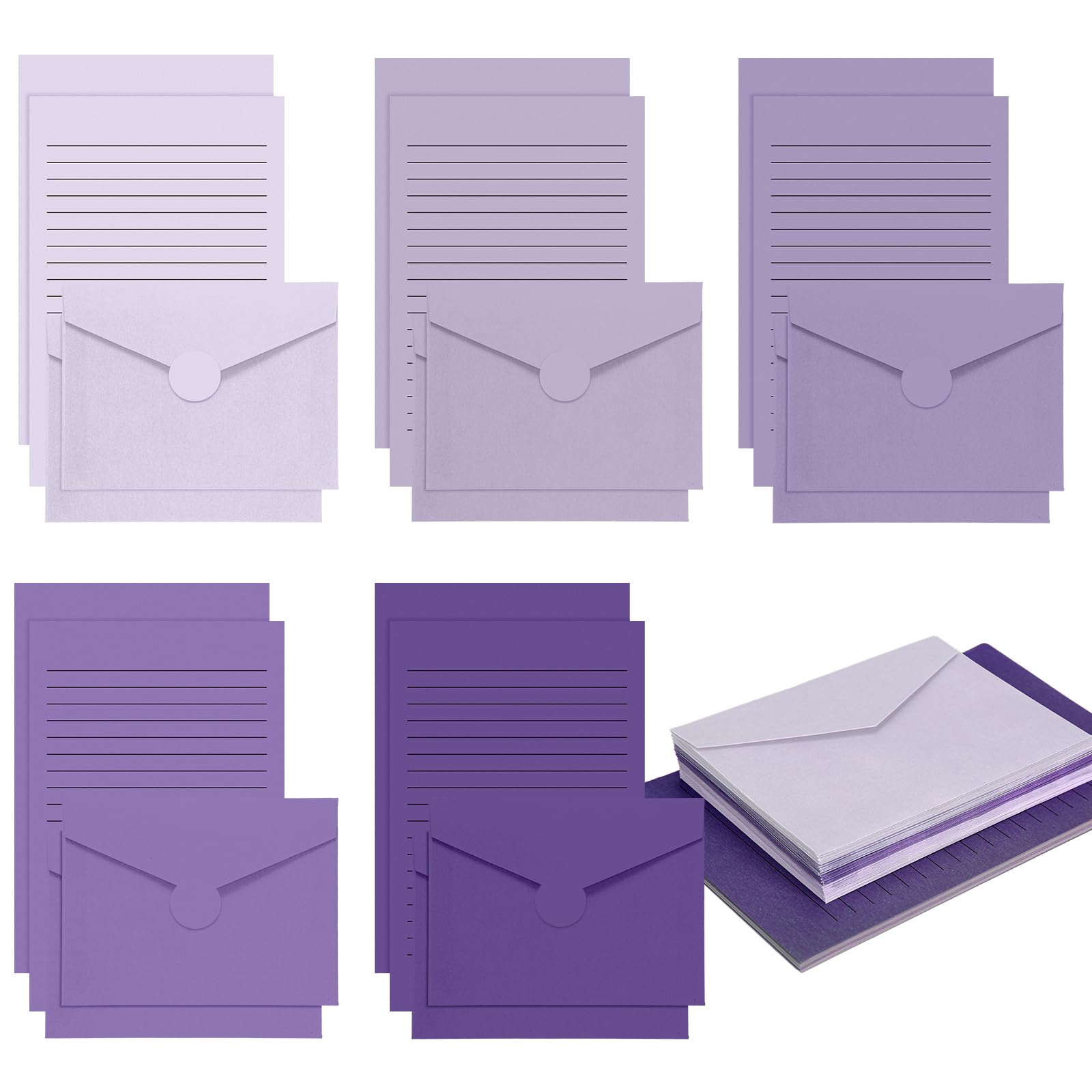 100 Pcs Stationery Lined Stationery Paper and Envelopes Set Includes 50 Letter Writing Paper and 50 Envelope for Office, 5.5 x 8.25 Inch(Blue)