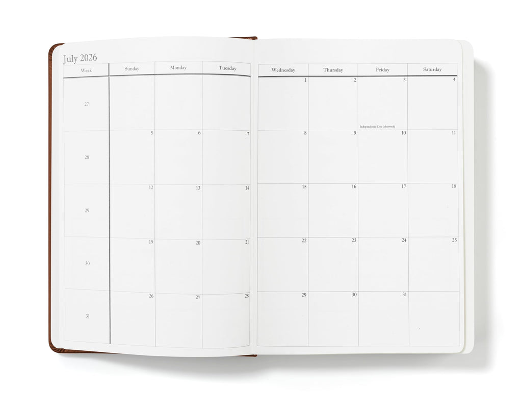 Wykeham's Executive 2026 Daily Journal Planner – US Public Holidays & Format – Customization Available (Brown, 6" x 4.5")