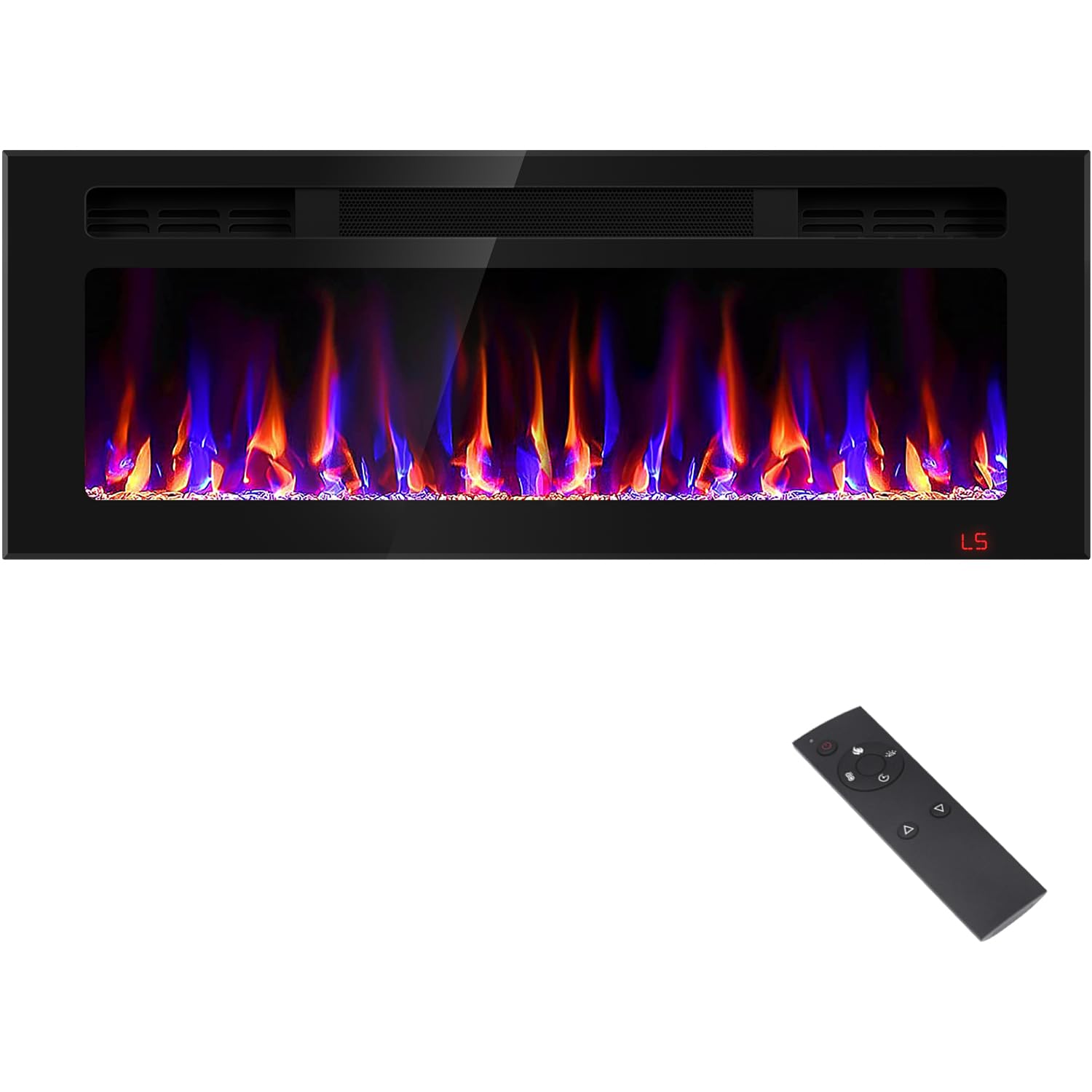 31 Inch Electric Fireplace Recessed and Wall Mounted, Fireplace Heater and Linear Fireplace, Ultra-Thin Electric Fireplace, Low Noise, with Timer, Remote Control, Adjustable 12 Flame Color, 750/1500W