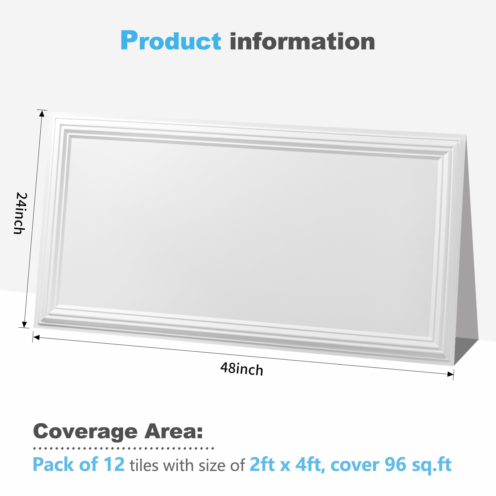 Art3d Drop Ceiling Tiles 24x24in. (12-Pack, 48 Sq.ft), Wainscoting Panels Glue Up 2ft x 2ft for Interior Décor in Living Room, Bedroom & Office, Star Black