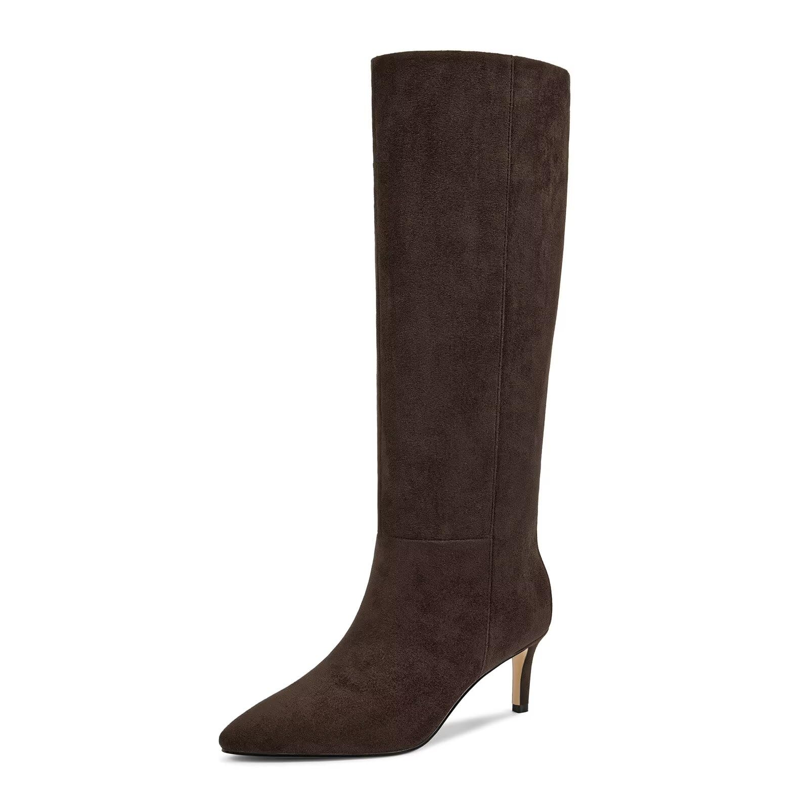 wetkiss Knee High Boots for Women - Pointed Toe Kitten Heel & Crocodile, Side Full Zipper for Easy Wear, All-Day Comfort Boots for Work, Party and Daily Chic Style