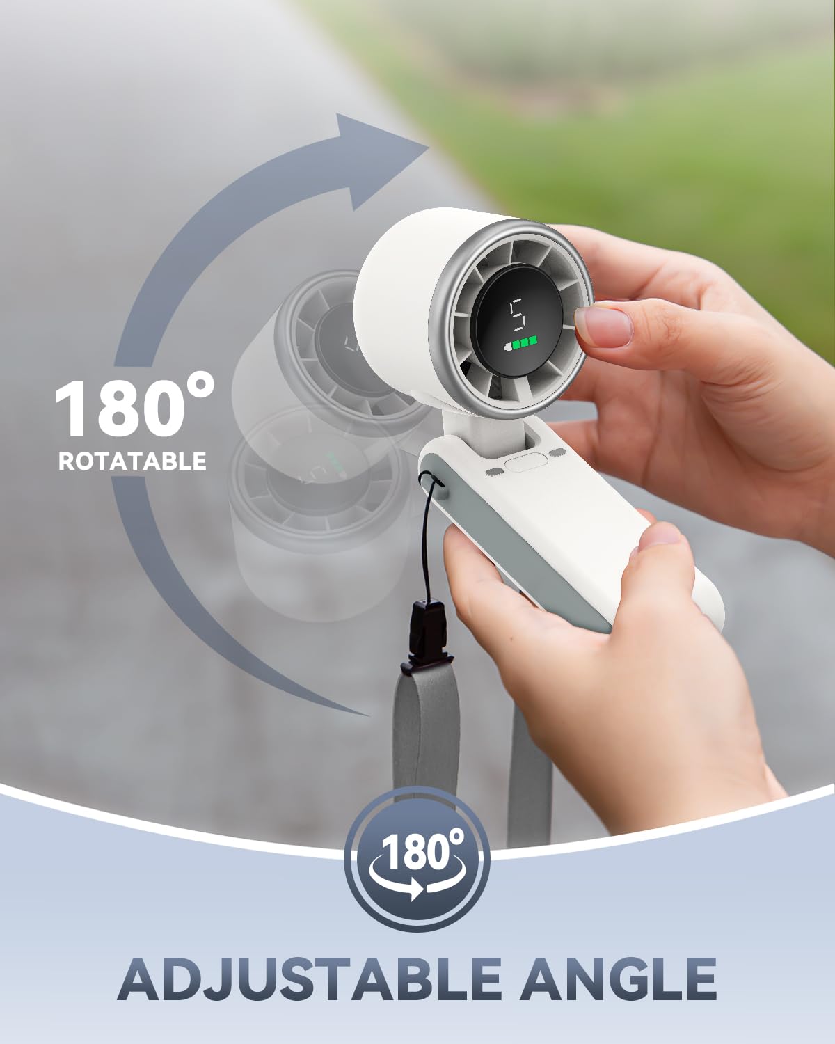 PlayHot Portable Handheld Turbo Fan, 5 Gear Wind, USB-C Rechargeable Fan, Up to 12 Working Hours, 3 IN 1 Hand Fans with Air Turbo Tech Cooling Fan for Outdoor Activities, Travel, Beach (Black)