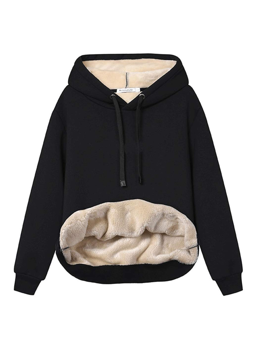 Haellun Womens Casual Winter Warm Fleece Sherpa Lined Pullover Hooded Sweatshirt