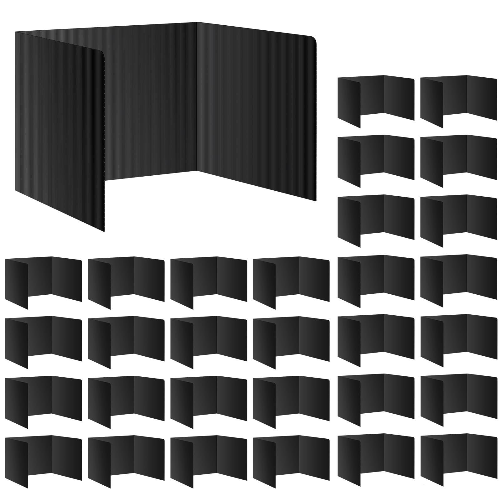 Black 4-Pack Desk Dividers for Students, Waterproof Durable Plastic Study Carrel Dividers, Easy to Clean, Privacy Classroom Shield Folder Boards for Student Desk