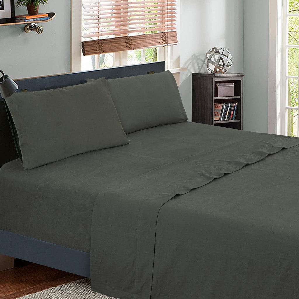Featherhead 100% Cotton 4PCs Flannel Sheet Set | Double-Brushed for Extra Softness, Warm & Breathable, Extra Deep Pockets fits Up to 17” (Beige, Twin)