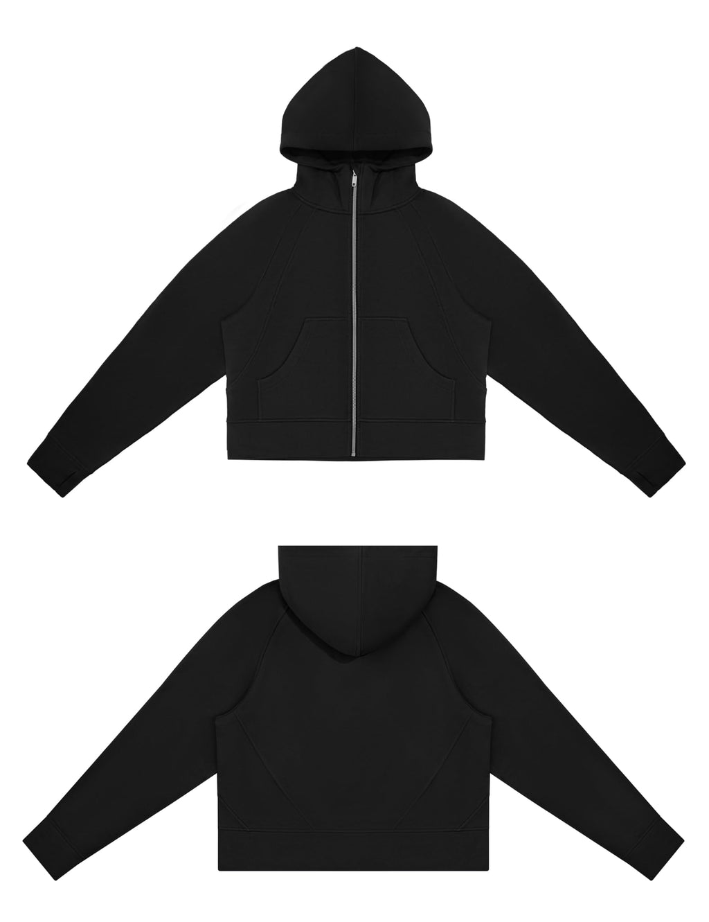 THE GYM PEOPLE Women's Full-Zip Up Hoodies Jacket Fleece Workout Crop Tops Sweatshirts with Pockets Thumb Hole