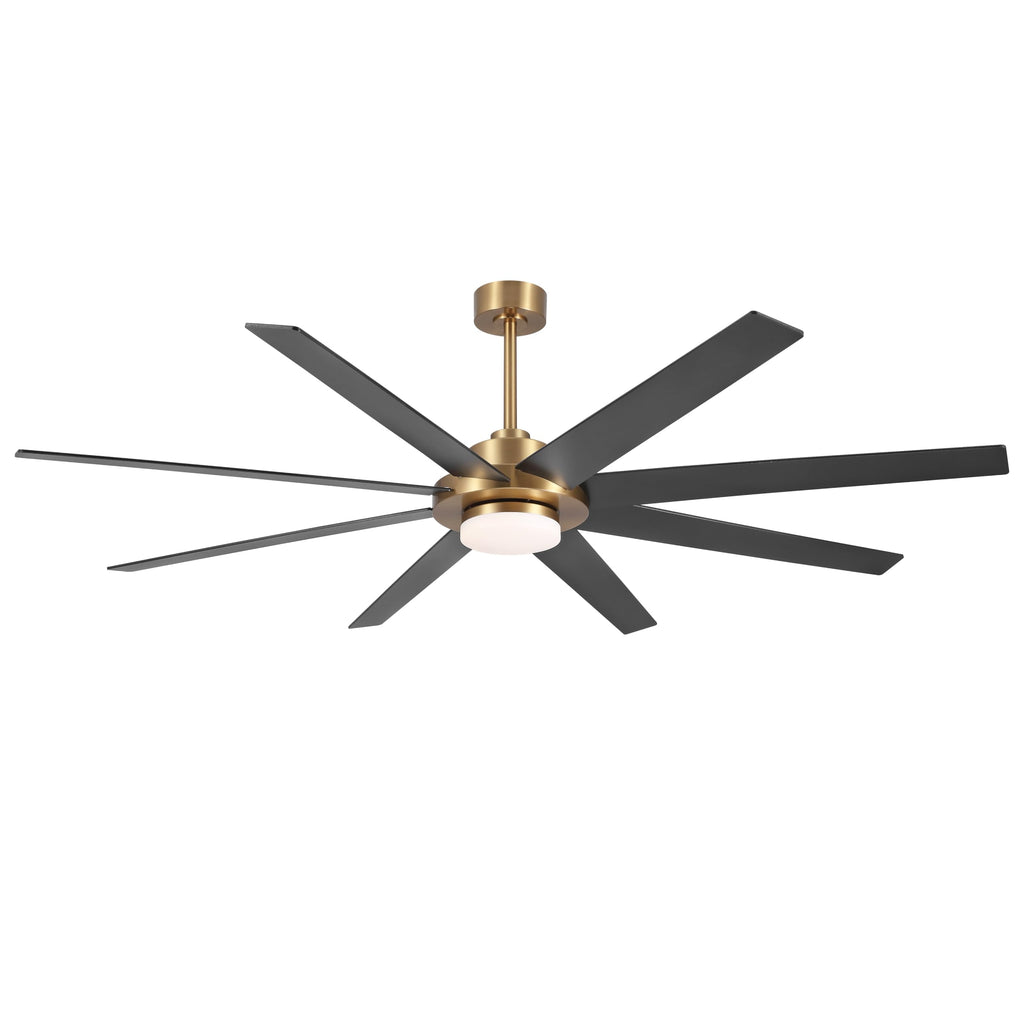 WINGBO 60" Ceiling Fan with Light and Remote Control, 6 Speed Reversible DC Motor, Dimmable LED Light, for Home and Commercial Use, Living Room/Shop/Warehouse Black/Walnut