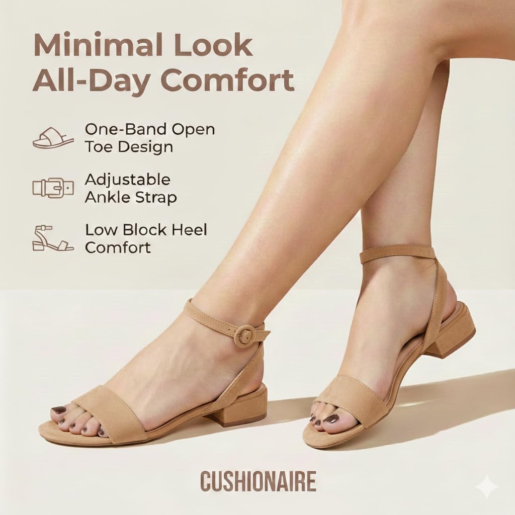 CUSHIONAIRE Women's Nila one band low block heel sandal +Wide Widths Available