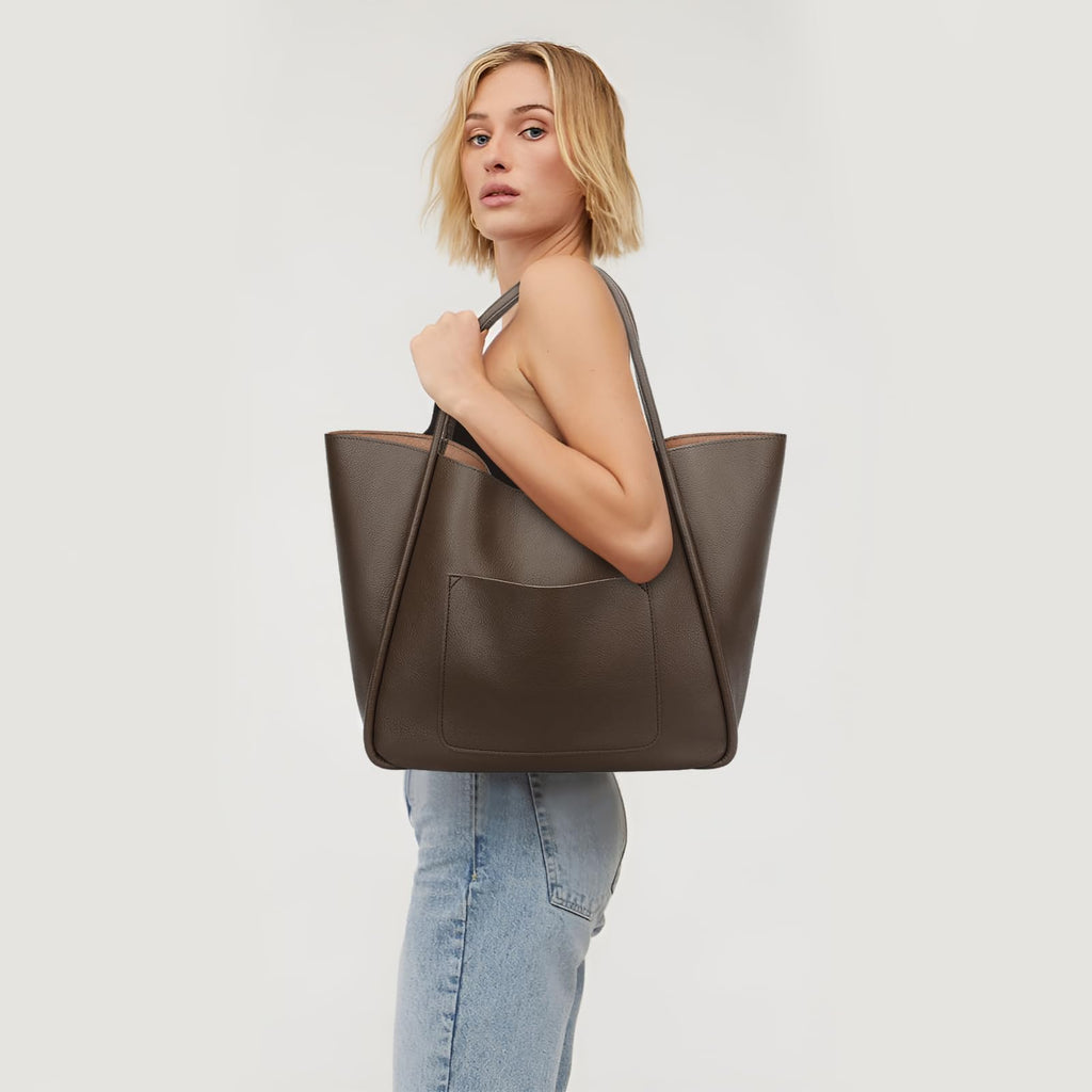 KKXIU Tote Bag for Women Vegan Leather Shoulder Purse Large Capacity Travel Bag