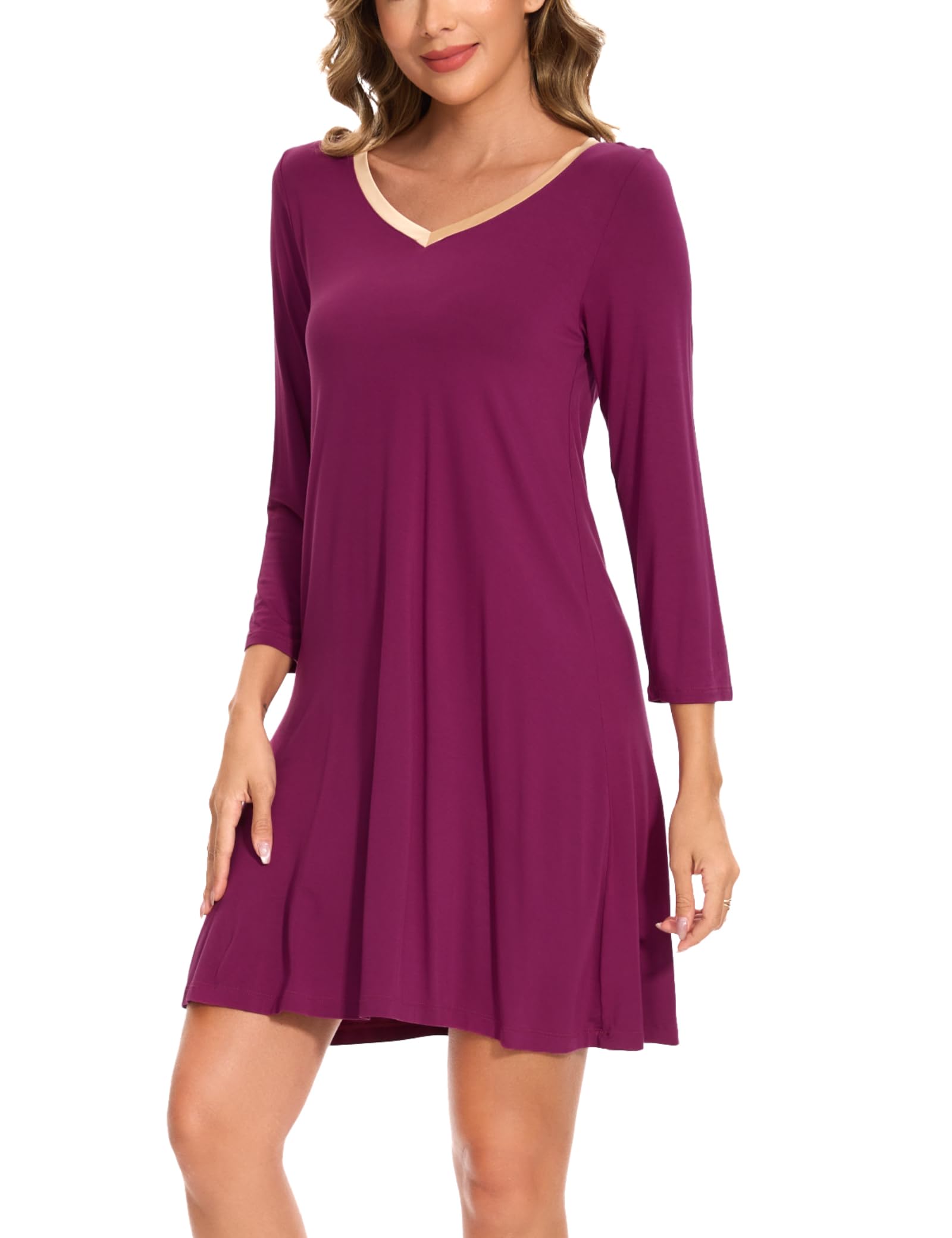 GYS Womens Bamboo Viscose Nightgown Super Soft Lightweight Night Shirts for Sleeping