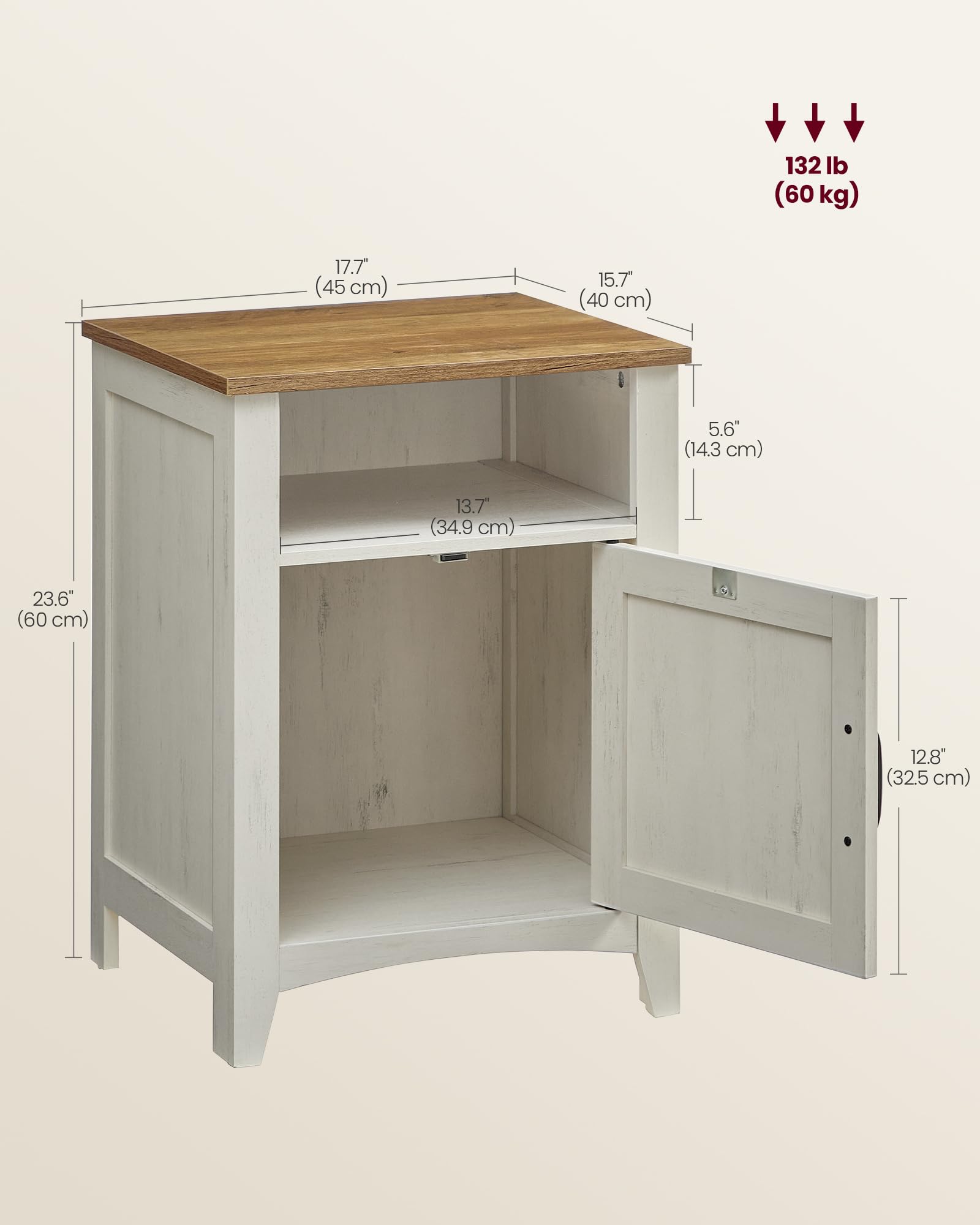 VASAGLE LIRY Collection - Farmhouse Nightstand with Barn Door, Bedside Table with Storage, Side End Table, Night Stand, Open Compartment, for Bedroom, Misty Gray ULET609G68