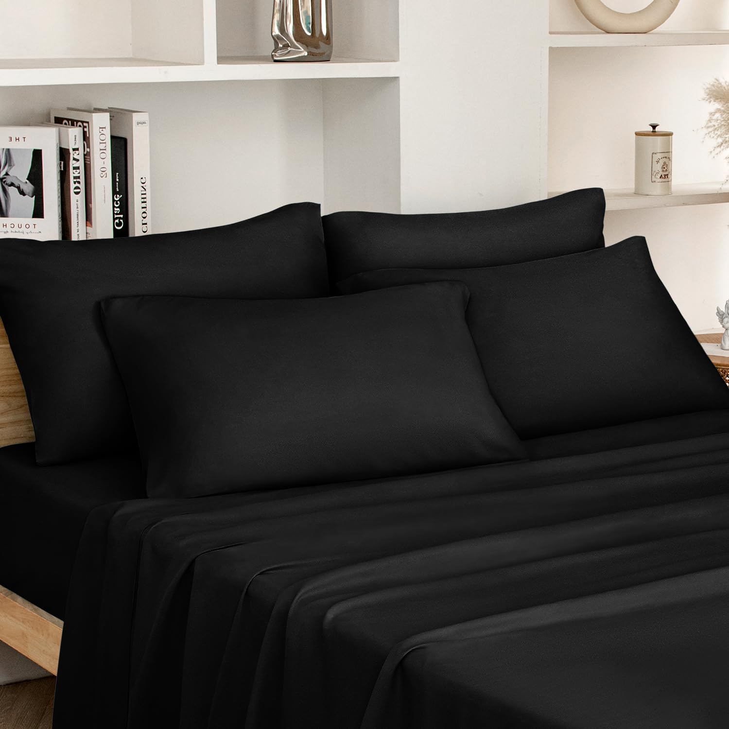 HOMEIDEAS Full Size Bed Sheets - 6 Piece Set (Aqua Blue) - Extra Soft Brushed Microfiber 1800 Bedding Sheets, Deep Pocket, Wrinkle & Fade Free