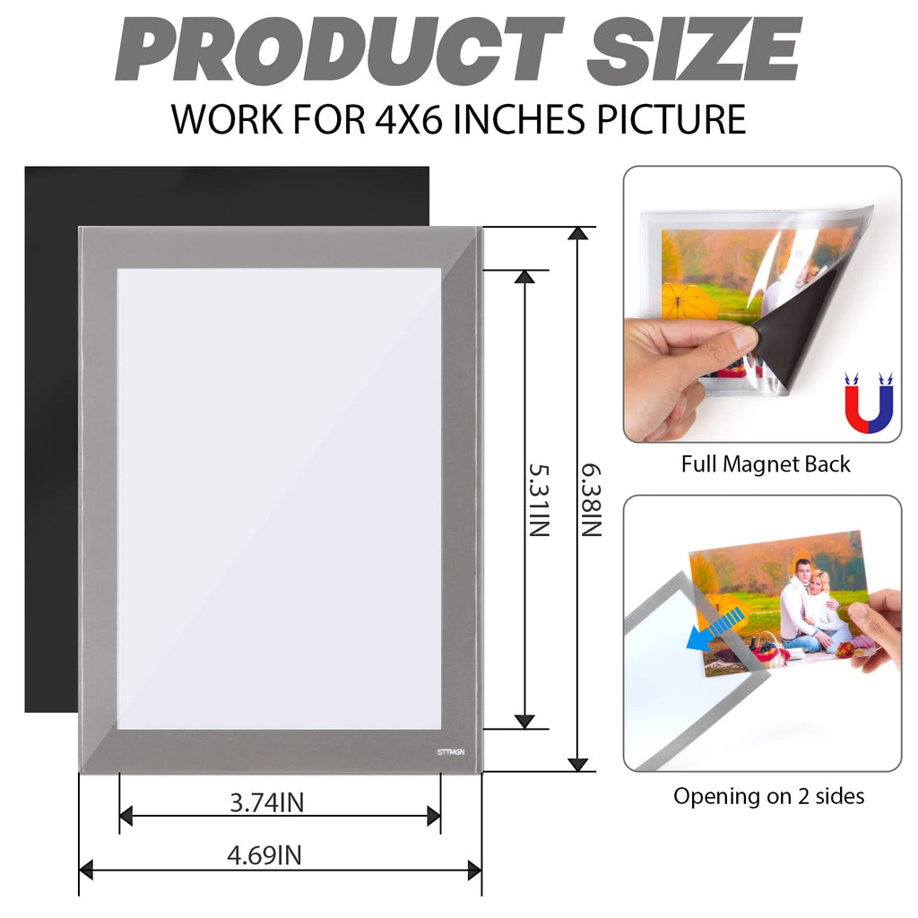 STTMGN Magnetic Picture Frames with Black Border(2.5"X3.5",12 Pack),Mini Wallet Size Magnet Photo Sleeves Pockets/Holder,Decorations for Home/Office/School/Classroom/Party
