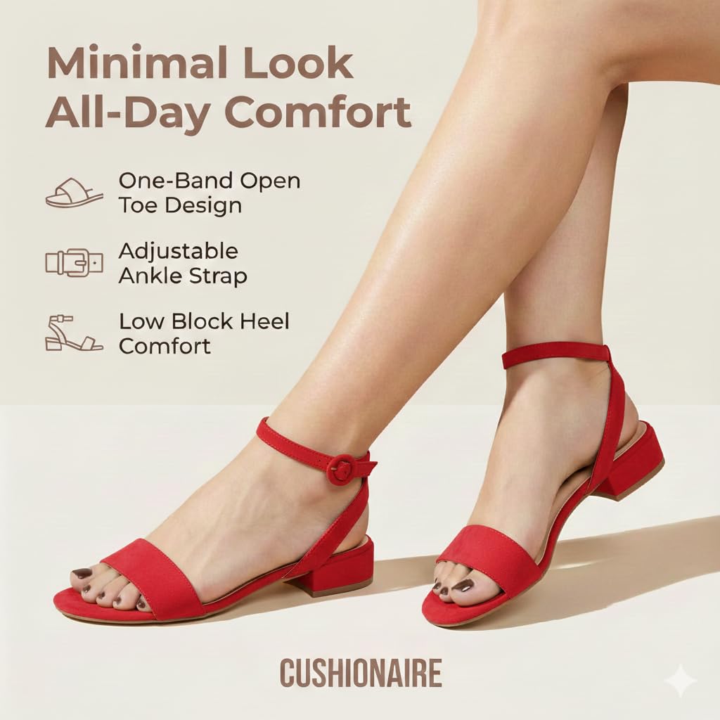 CUSHIONAIRE Women's Nila one band low block heel sandal +Wide Widths Available