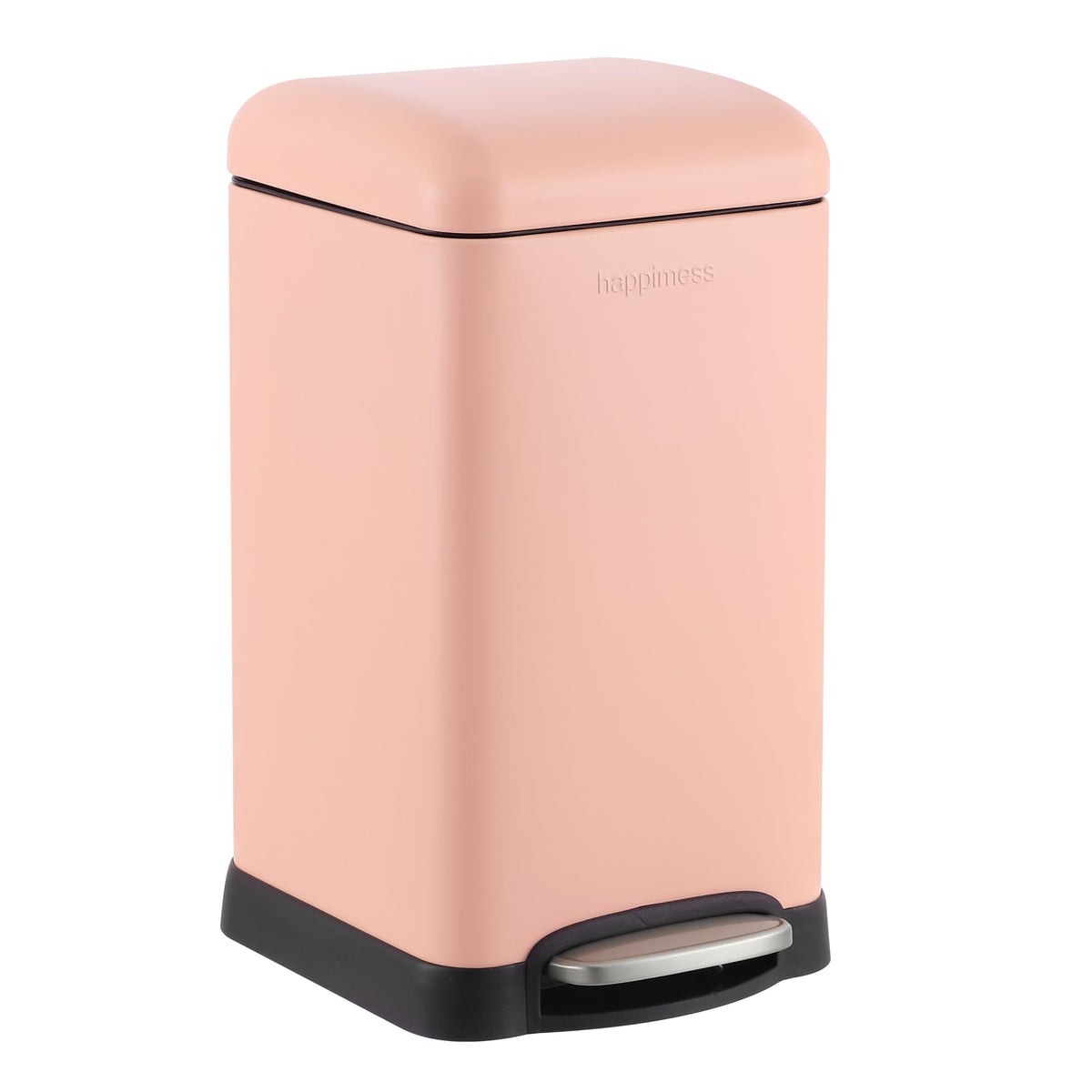 happimess HPM1012B Betty Retro Mini 3.2-Gallon Step-Open Trash Can with Soft-Close Lid, Modern, Minimalistic, Fingerprint Proof for Home, Kitchen, Laundry Room, Office, Bedroom, Bathroom, Black