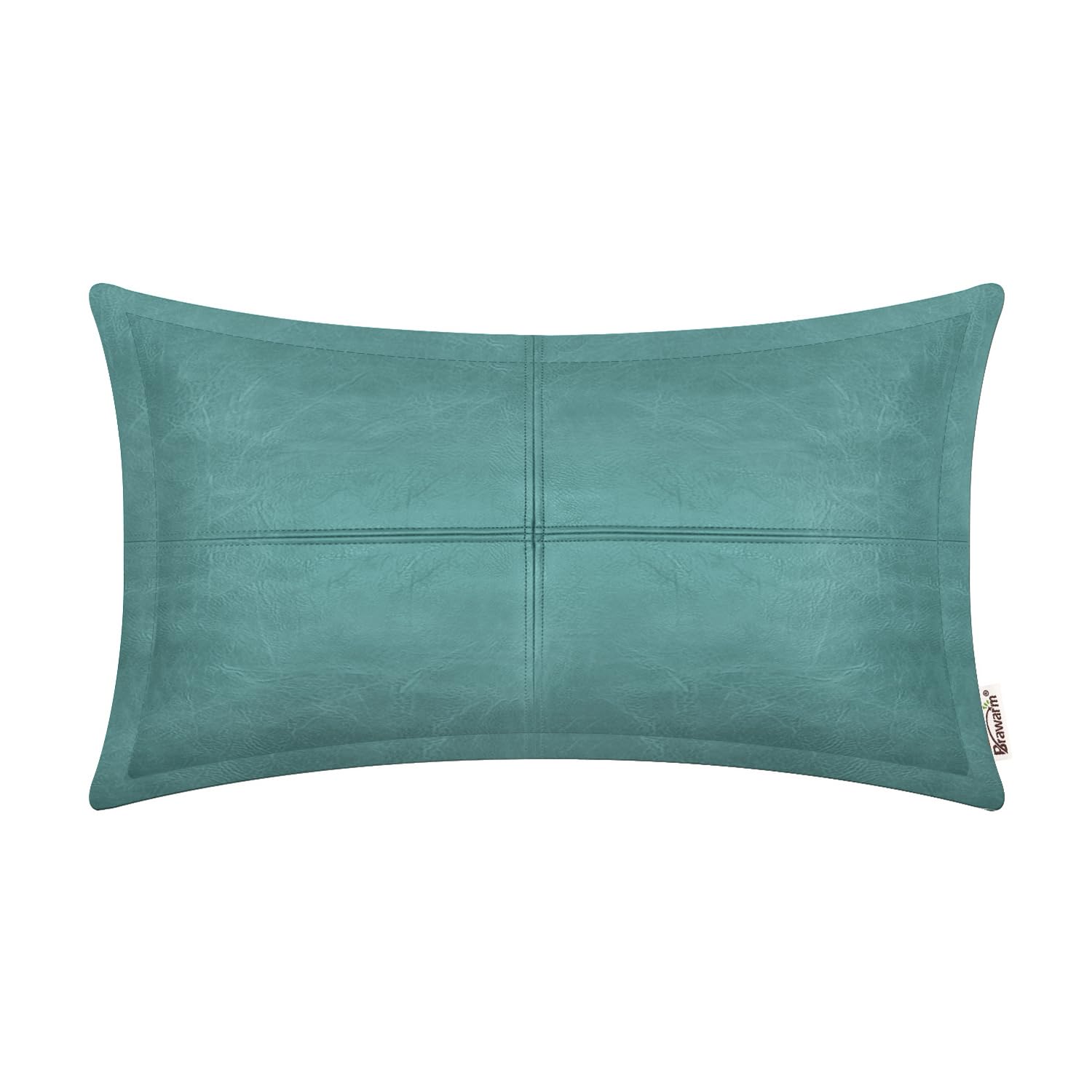 BRAWARM Faux Leather Throw Pillow Covers 16 X 16 Inches, Black Leather Pillow Cover, Hand Stitched Leather Decorative Pillow Cover for Couch Sofa Bed Living Room Home Garden