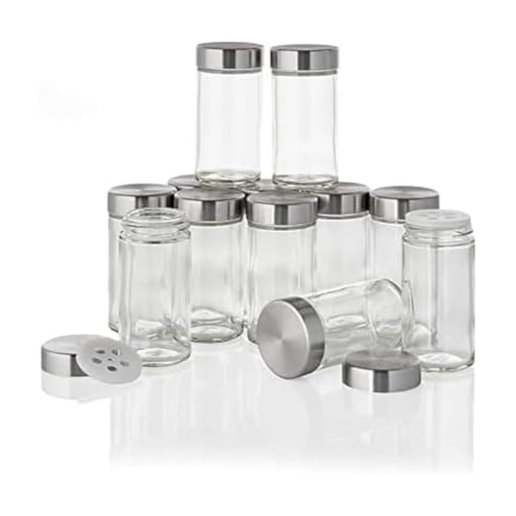 Kamenstein 5244227 Empty Jars With Black Cap, Set Of 12, 3-Ounce