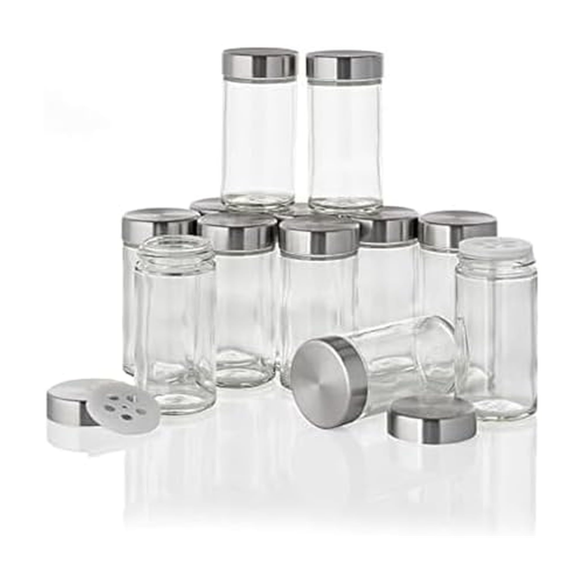 Kamenstein 5244227 Empty Jars With Black Cap, Set Of 12, 3-Ounce