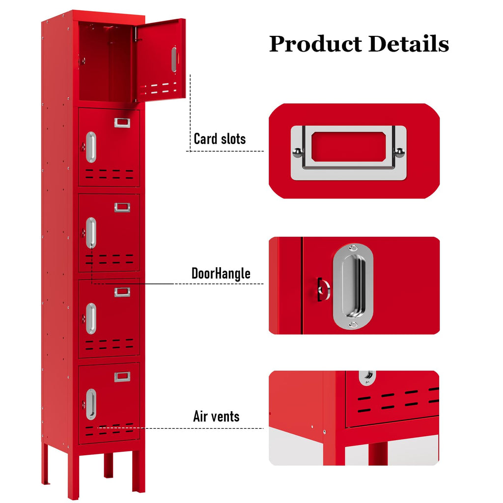 Lockers,Metal Locker, (Beige, 1 Door - (66.15" H x 11.8" W x 11.8" D))